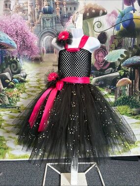 Black & Hot Pink Sequin Tutu Dress for Kids